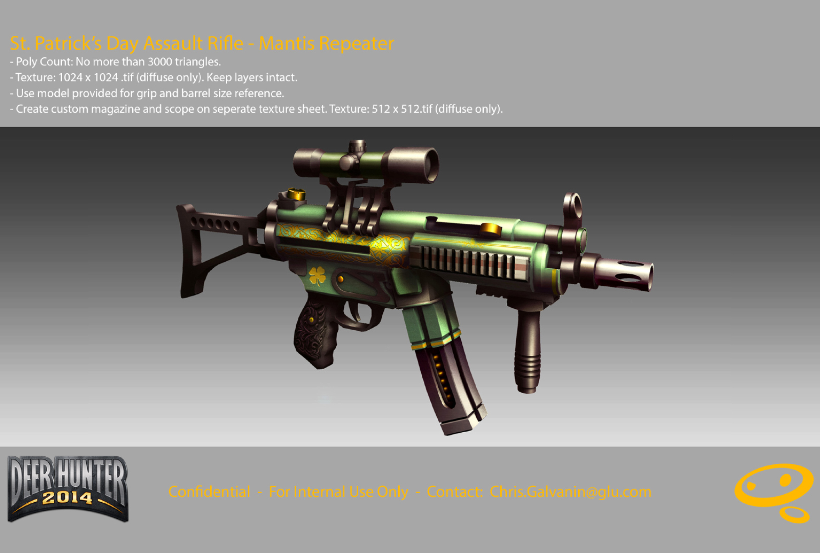 St. Patrick's Day Mantis Repeater assault rifle brief for Deer Hunter 2014