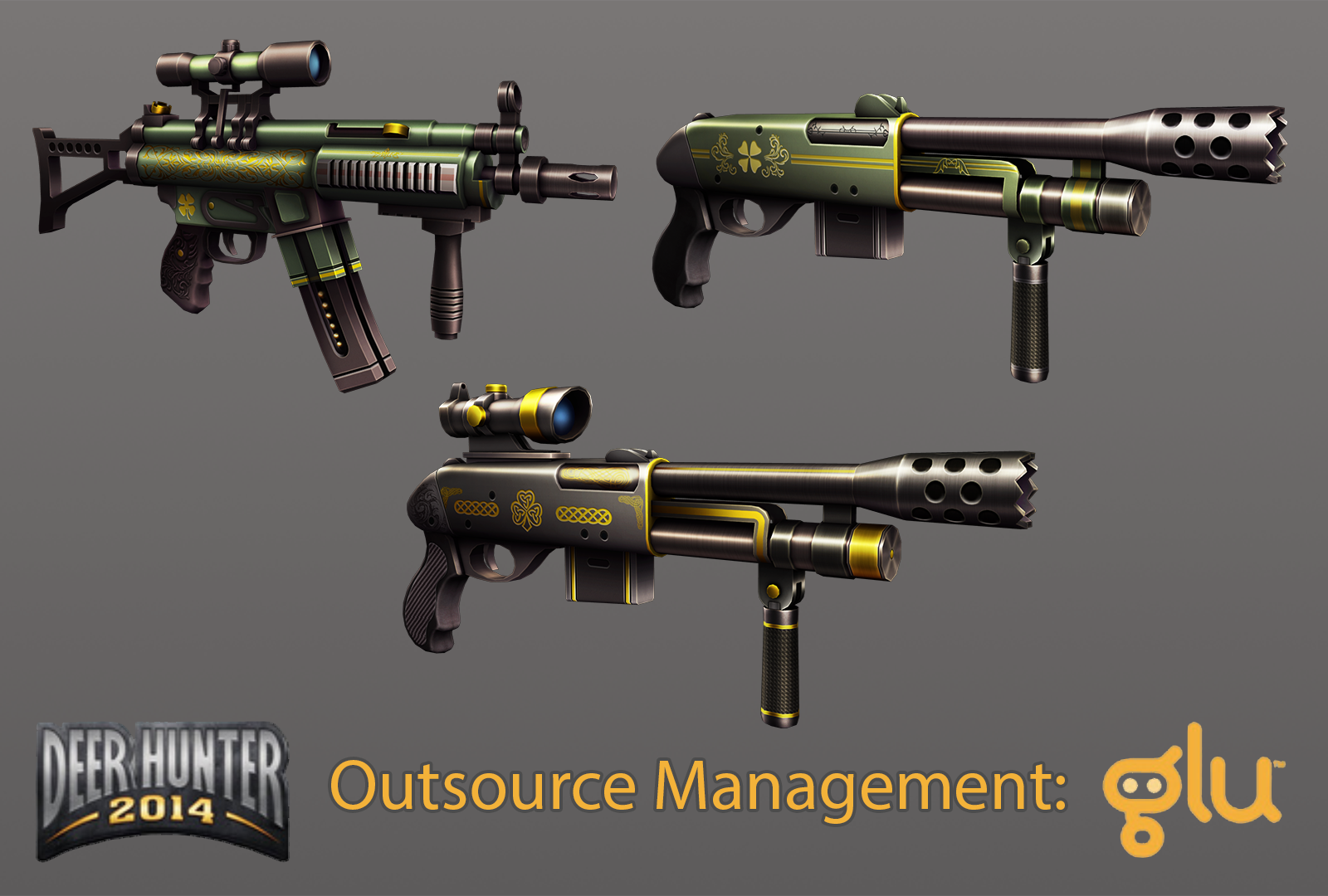 St. Patrick's weapon set produced through outsourcing for Deer Hunter 2014